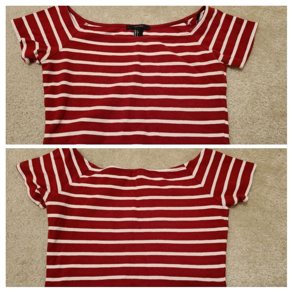 Red and white striped crop top